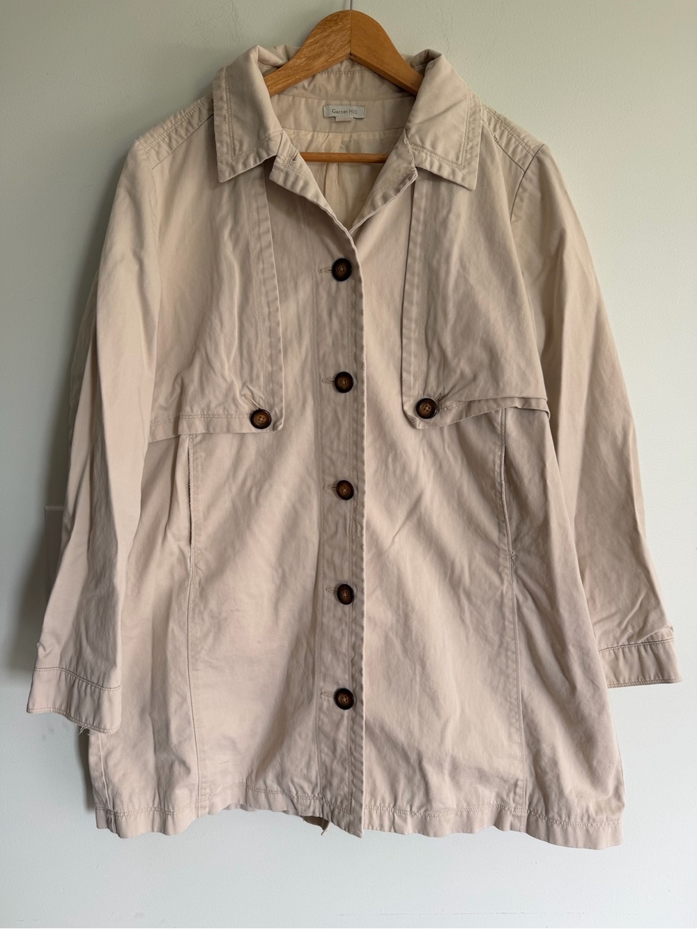 Garnet Hill Light Beige Utility Chore Barncoat Relaxed Natural Fibers